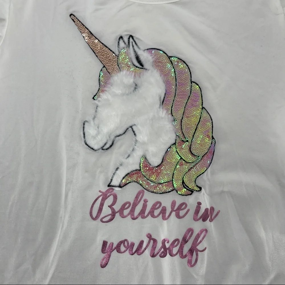 btween Unicorn Sequin Cold Shoulder Top Size 12 - Picture 4 of 8